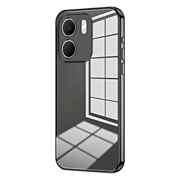 Силиконов калъф Electroplating Frame Soft TPU за Oppo A5x 5G, прозрачен - черен 1