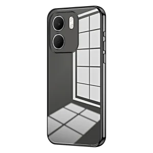 Силиконов калъф Electroplating Frame Soft TPU за Oppo A5x 5G, прозрачен - черен