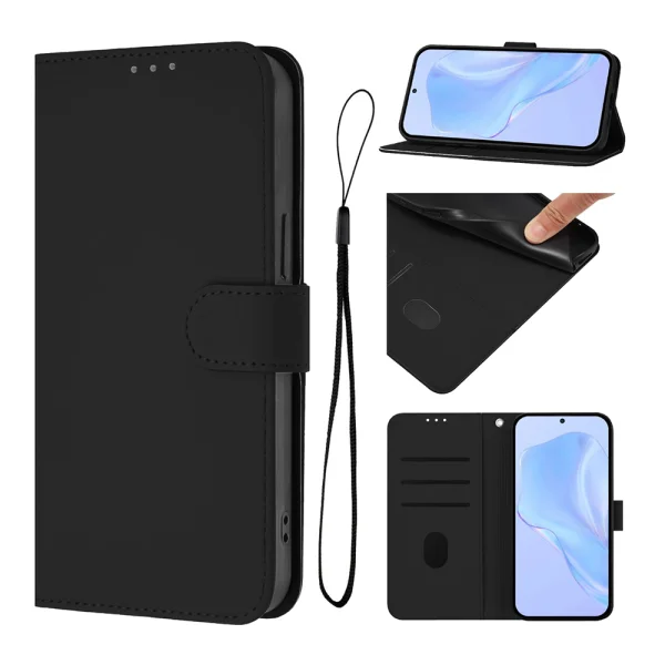 Line Pattern Wallet Flip Case for Realme GT7 Pro Racing 5G, Black 2