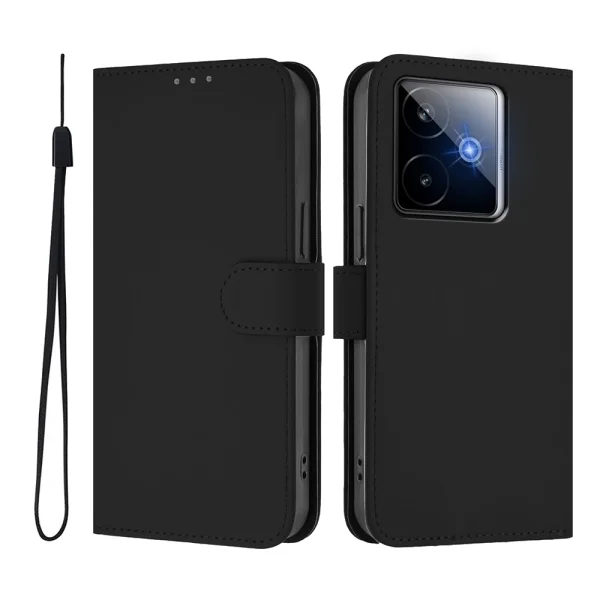 Line Pattern Wallet Flip Case for Realme GT7 Pro Racing 5G, Black 1