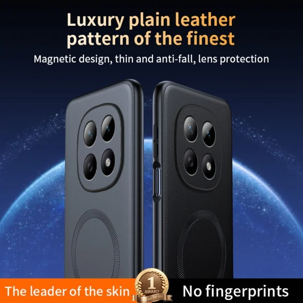 Case Magnetic Case Leather Coated for Xiaomi Redmi Note 15 4G, Black 3