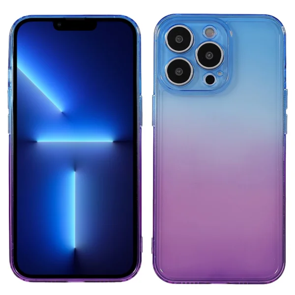 Silicone Case Camera Protection for iPhone 13 Pro, Blue and Purple 2