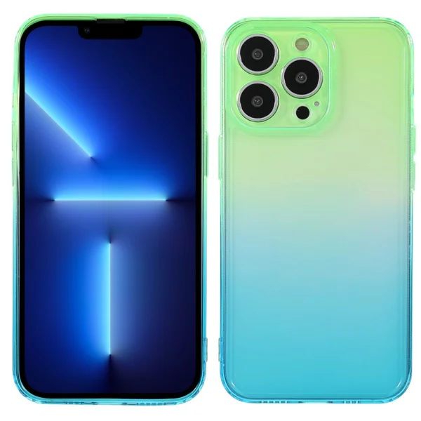 Silicone Case Camera Protection for iPhone 13 Pro, Green and Blue 3
