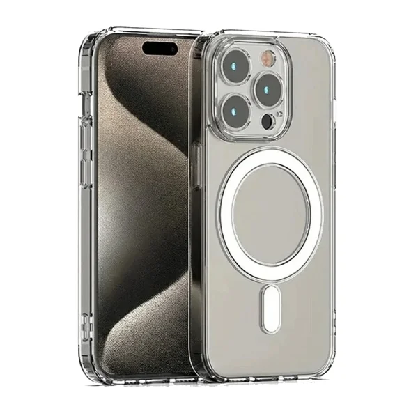 Shockproof Case Mag Cover MagSF for Iphone 15 pro, Transparent 2
