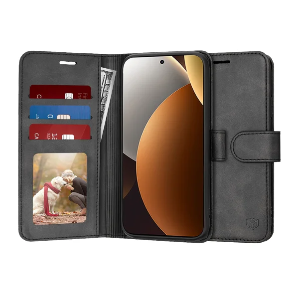 Techsuit Leather Folio Flip Case for Xiaomi Redmi Note 15 Pro 5G, Black 2