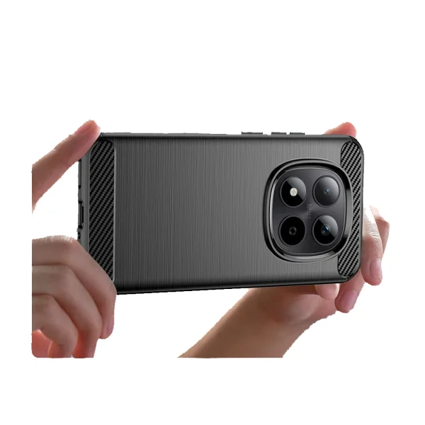 Techsuit Carbon Fibre Brushed Silicone Case for Xiaomi Redmi Note 15 Pro+ 5G, Black 2