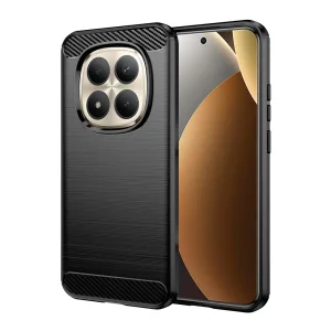 Techsuit Carbon Fibre Brushed Silicone Case for Xiaomi Redmi Note 15 Pro+ 5G, Black
