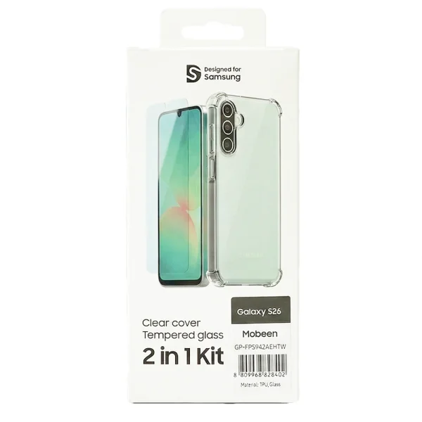 Калъф Mobeen Clear Cover + Tempered Glass за Samsung Galaxy S26, GP-FPS948AE, прозрачен 3