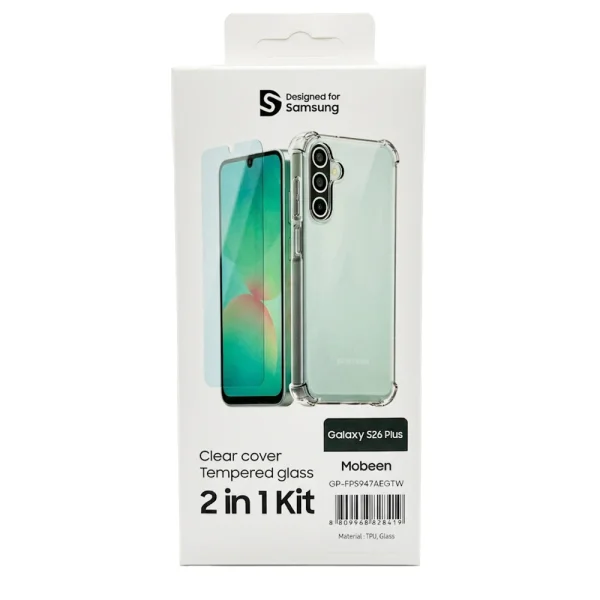 Калъф Mobeen Clear Cover + Tempered Glass за Samsung Galaxy S26 Plus, GP-FPS947AE, прозрачен 3