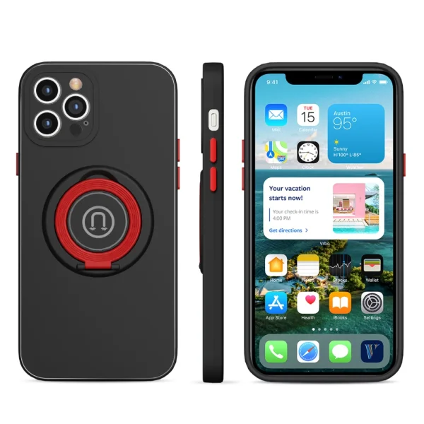Силиконов калъф Ring Kickstand за iPhone 13 Pro, Черен 2