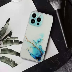 Силиконов калъф Marble за iPhone 13 Pro, Син 4