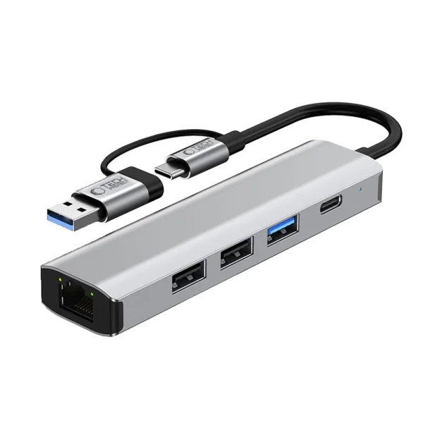 5 in 1 Adapter for Laptop Tech-Protect HB03 Hub USB -Type C, gray 2