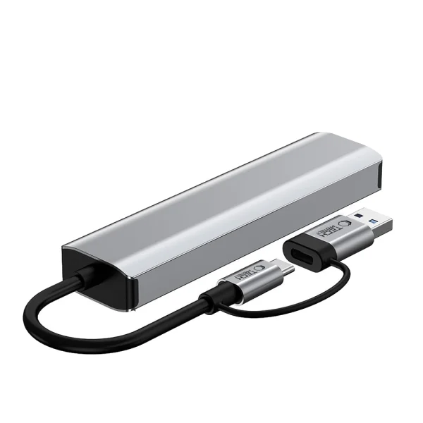 5 in 1 Adapter for Laptop Tech-Protect HB03 Hub USB -Type C, gray 5