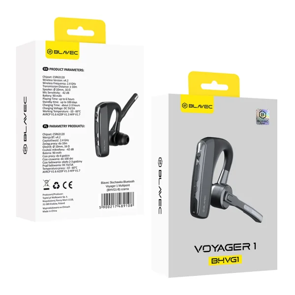 Bluetooth Handsfree Earpiece BLAVEC Voyager 1 Multipoint, BHVG1-B, black 4