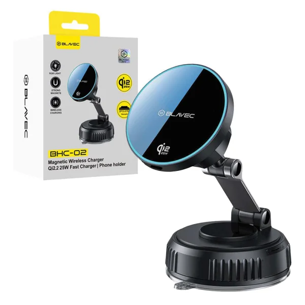 Поставка за кола Blavec BHC-02 Qi2.2 25W vacum magnetic, черна 2