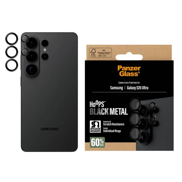 PanzerGlass Hoops Lens Protector Camera Glass Protector for Samsung Galaxy S26 Ultra, black 1