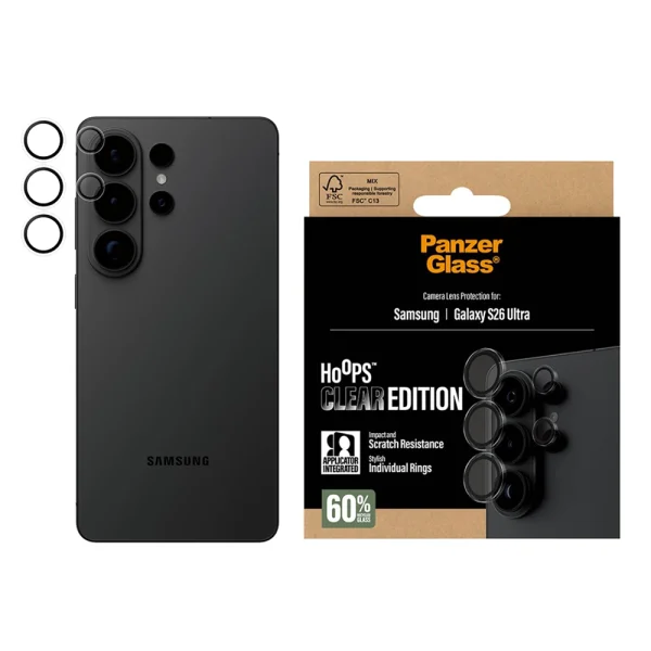 Стъклен Протектор за камера PanzerGlass Hoops Lens Protector за Samsung Galaxy S26 Ultra, прозрачен 2
