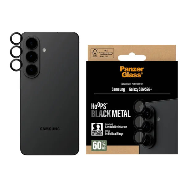 Стъклен Протектор за камера PanzerGlass Hoops Lens Protector за Samsung Galaxy S26 / S26 Plus, черен 1