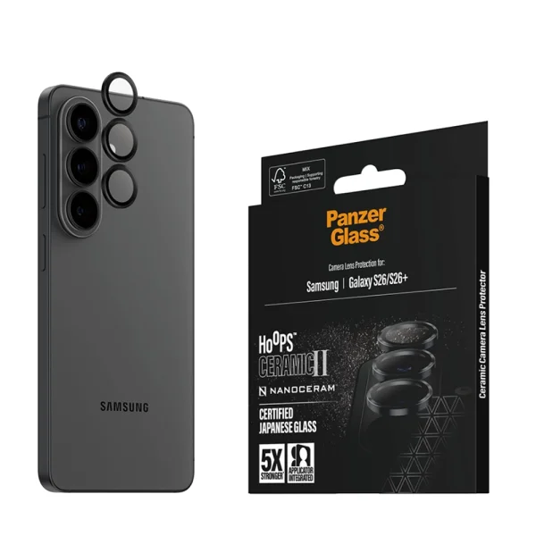 Glass Camera Protector PanzerGlass Hoops Lens Protector Ceramic II for Samsung Galaxy S26 / S26 Plus, black 3