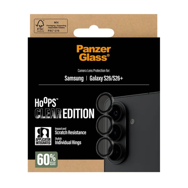 Стъклен Протектор за камера PanzerGlass Hoops Lens Protector за Samsung Galaxy S26 / S26 Plus, прозрачен 5