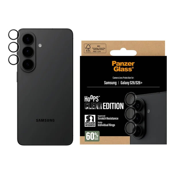 Стъклен Протектор за камера PanzerGlass Hoops Lens Protector за Samsung Galaxy S26 / S26 Plus, прозрачен 1