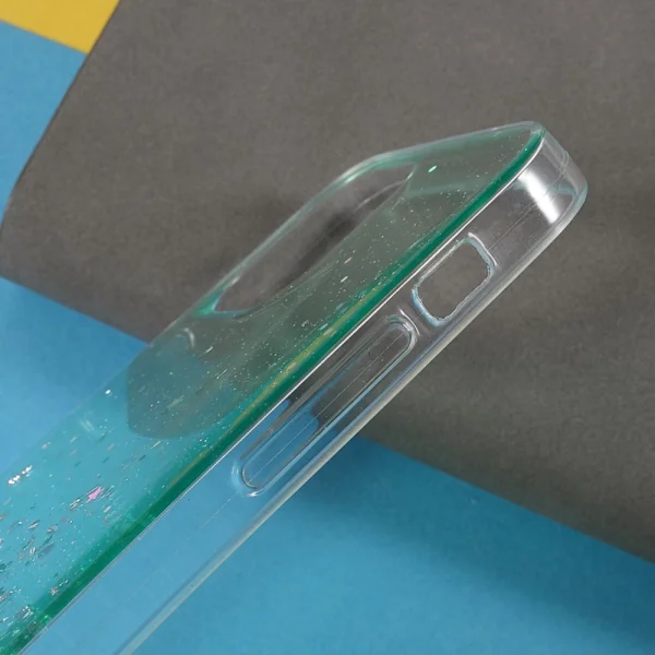 Sparkle Starry Sky Silicone Case for iPhone 13, Transparent Cyan 6