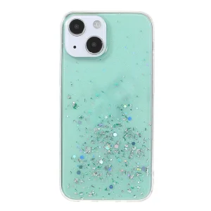 Силиконов калъф Sparkle Starry Sky за iPhone 13, Прозрачен Циан