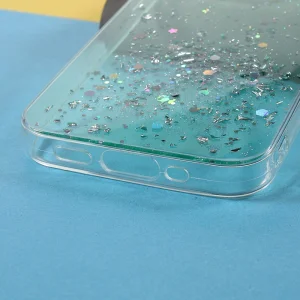 Sparkle Starry Sky Silicone Case for iPhone 13, Transparent Cyan 5