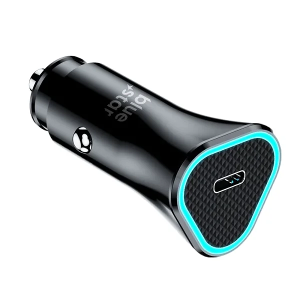 Зарядно за кола Blue Star, USB-C, QC3.0, PD, 20 W, кабел USB-C към USB-C, черен 1