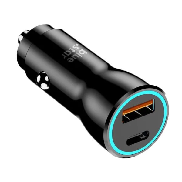 Car Charger Blue Star, USB C + USB A, QC3.0, PD AFC, PPS, 25 W, black 1