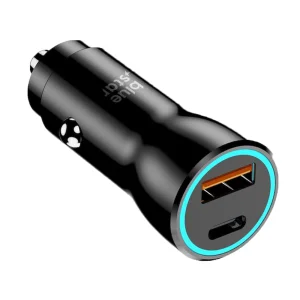 Зарядно за кола Blue Star, USB C + USB A, QC3.0, PD AFC, PPS, 25 W, черен