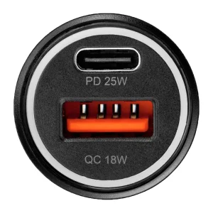 Car Charger Blue Star, USB C + USB A, QC3.0, PD AFC, PPS, 25 W, black 3
