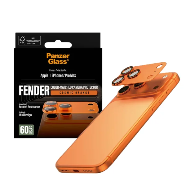 Tempered glass camera protector PanzerGlass Hoops FENDER CLP for iPhone 18 Pro Max, orange 3