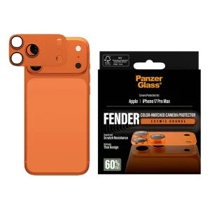 Стъклен протектор за камера PanzerGlass Hoops FENDER CLP за iPhone 18 Pro Max, оранжев
