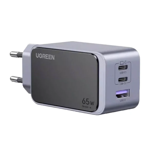 Зарядно Ugreen X553 Nexode Air, 220V, 2xUSB-C,1xUSB A, GaN, 65W, тъмносив 1