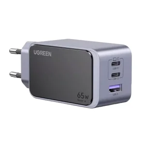 Зарядно Ugreen X553 Nexode Air, 220V, 2xUSB-C,1xUSB A, GaN, 65W, тъмносив