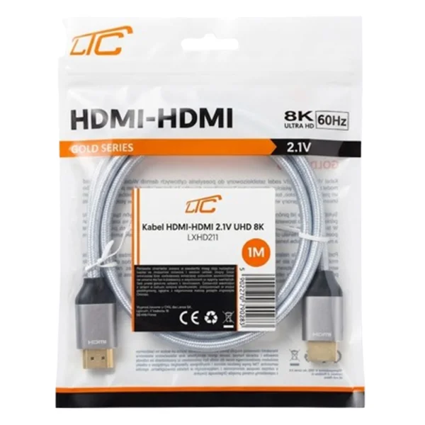 HDMI to HDMI Cable, v2.1, 8K, 1 m, silver 2