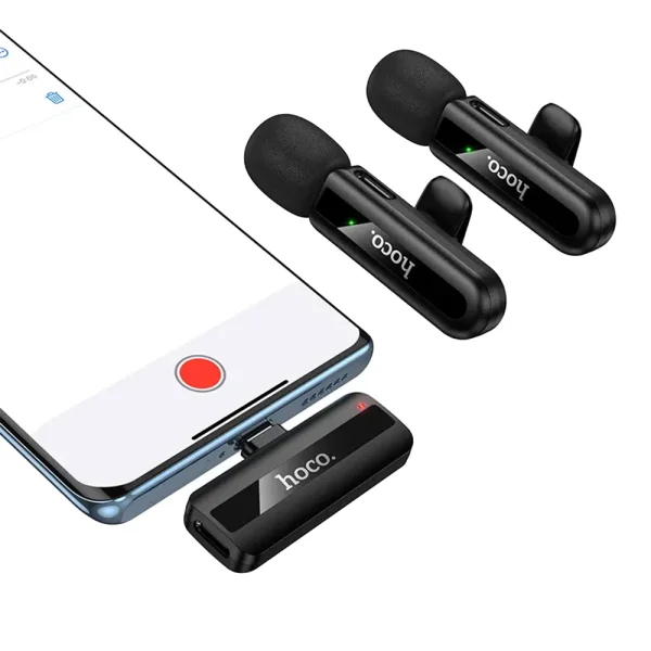 Безжични микрофони с щипка HOCO L20A, USB-C / Lightning, черен 4
