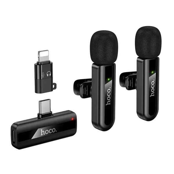 Безжични микрофони с щипка HOCO L20A, USB-C / Lightning, черен 1