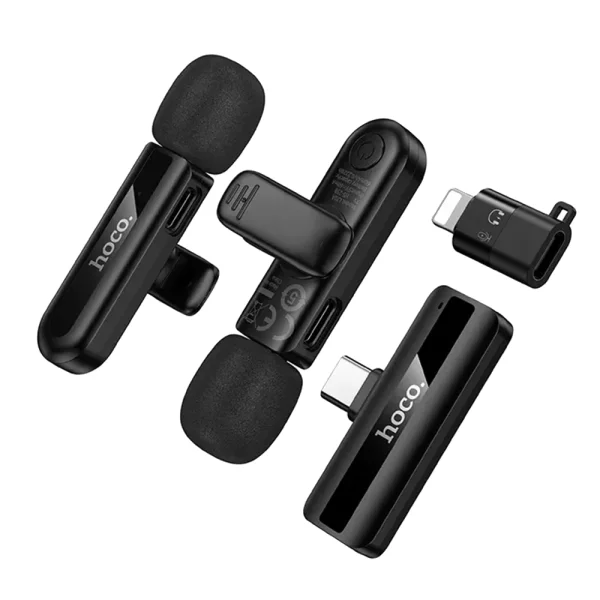 Безжични микрофони с щипка HOCO L20A, USB-C / Lightning, черен 2