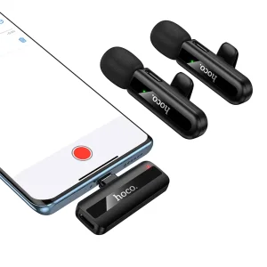 Безжични микрофони с щипка HOCO L20A, USB-C / Lightning, черен 4