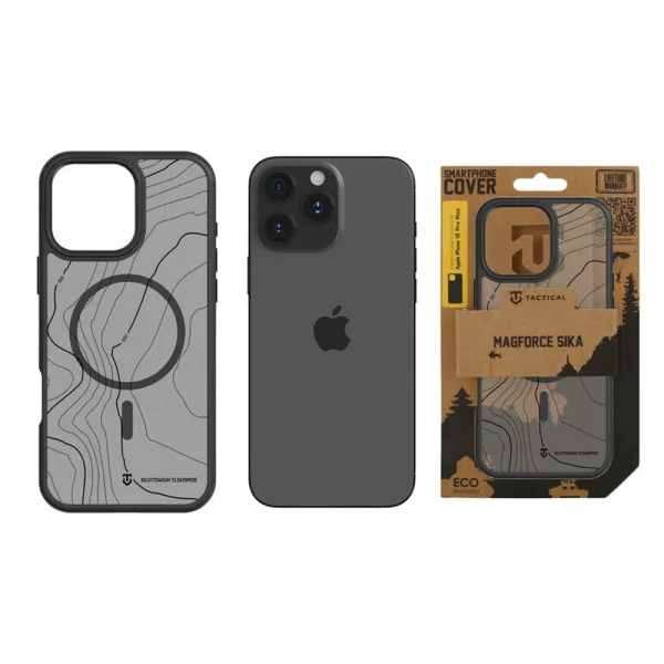 Удароустойчив калъф Tactical MagForce Hyperstealth Sika за iPhone 16 Pro Max, черен-прозрачен 2