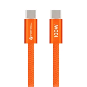 Кабел Forcell F-Energy, Type- C to Type- C, QC4.0 PD, 5A, 100W 1,2m, CCFN23, оранжев