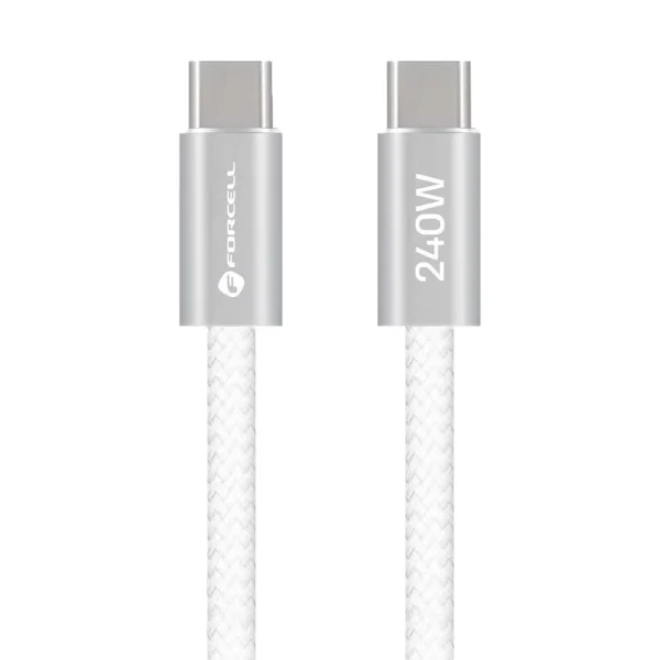 Кабел Forcell F-Energy, Type- C to Type- C, QC4.0 PD ,5A ,240W , 1,2 m ,CBN1, бял 1