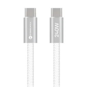 Кабел Forcell F-Energy, Type- C to Type- C, QC4.0 PD, 5A ,240W  ,1,2m ,CCFN23, бял