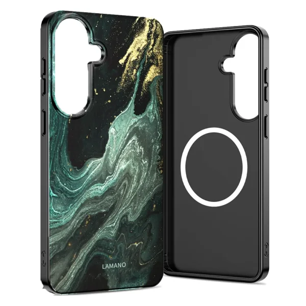 Tech-Protect Lamano MagSF Case for Samsung Galaxy A57 5G, green marble 2