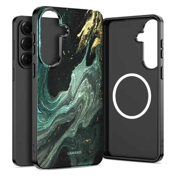 Tech-Protect Lamano MagSF Case for Samsung Galaxy A57 5G, green marble 1