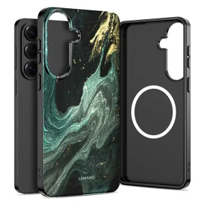 Калъф Tech-Protect Lamano MagSF за Samsung Galaxy A57 5G, зелен мрамор