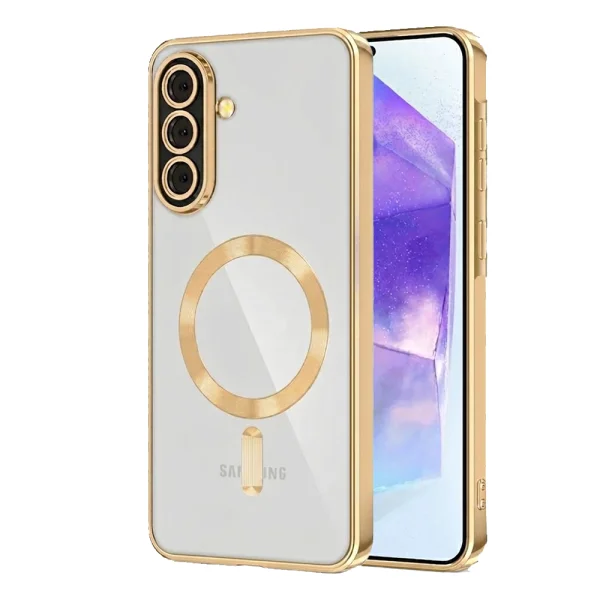 TECH-PROTECT Magflex MagSafe Silicone Case for Samsung Galaxy A57 5G, Transparent - Gold 2