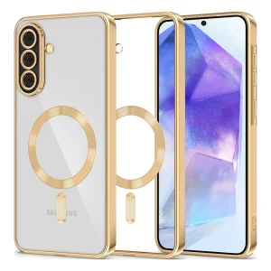 Силиконов калъф TECH-PROTECT Magflex MagSafe за Samsung Galaxy A57 5G, прозрачен - златист